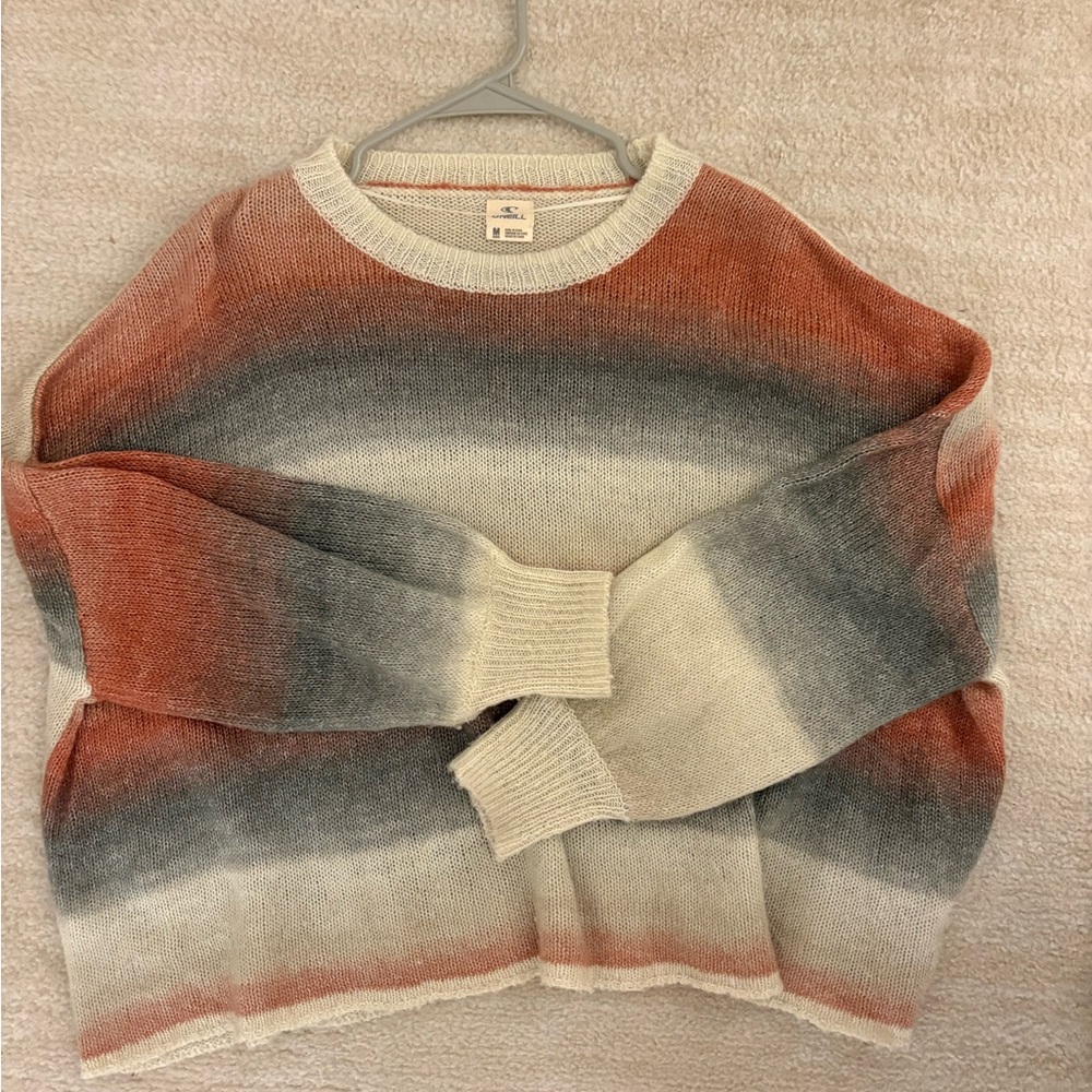 O'Neill Ombre Crewneck Sweater in Cream, Coral & Gray